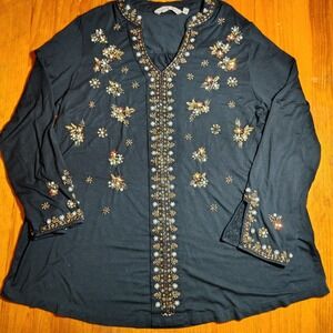 Embellished Tunic Top Blouse Jewel Detail Long Sleeve‎ holiday fairy goth beaded